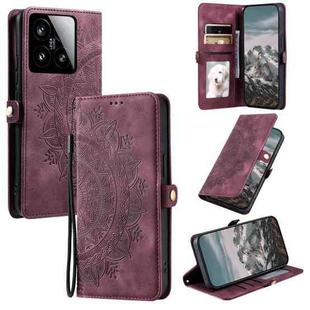 For Xiaomi 15 Skin Feel Totem Embossed Leather Phone Case(Wine Red)