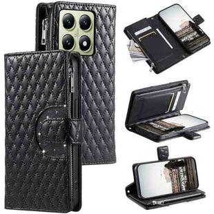 For Xiaomi 14T Pro Glitter Lattice Zipper Wallet Leather Phone Case(Black)