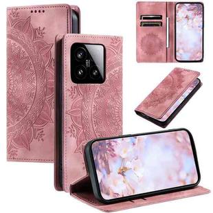 For Xiaomi 15 Totem Embossed Magnetic Leather Phone Case(Rose Gold)