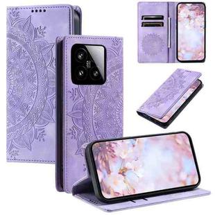 For Xiaomi 15 Totem Embossed Magnetic Leather Phone Case(Purple)
