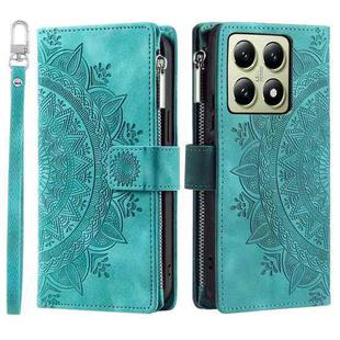 For Xiaomi 14T Multi-Card Totem Zipper Leather Phone Case(Green)