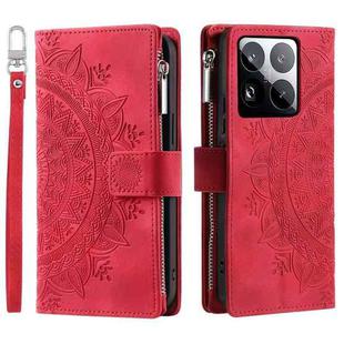For Xiaomi 15 Pro Multi-Card Totem Zipper Leather Phone Case(Red)