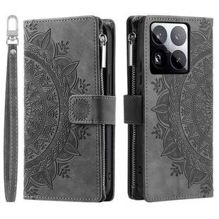 For Xiaomi 15 Pro Multi-Card Totem Zipper Leather Phone Case(Grey)