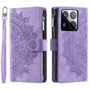 For Xiaomi 15 Pro Multi-Card Totem Zipper Leather Phone Case(Purple)