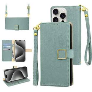 For iPhone 15 Pro Crossbody Litchi Texture Square Buckle Leather Phone Case(Blue)