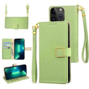 For iPhone 13 Pro Max Crossbody Litchi Texture Square Buckle Leather Phone Case(Green)