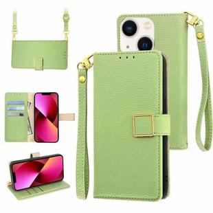 For iPhone 13 Crossbody Litchi Texture Square Buckle Leather Phone Case(Green)