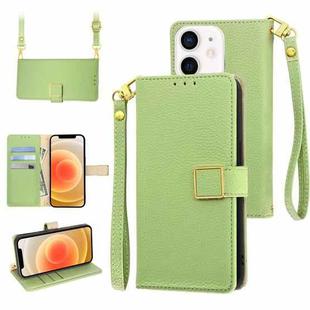 For iPhone 12 / 12 Pro Crossbody Litchi Texture Square Buckle Leather Phone Case(Green)