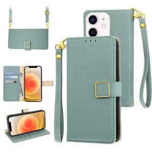 For iPhone 12 / 12 Pro Crossbody Litchi Texture Square Buckle Leather Phone Case(Blue)