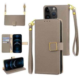 For iPhone 12 Pro Max Crossbody Litchi Texture Square Buckle Leather Phone Case(Brown)