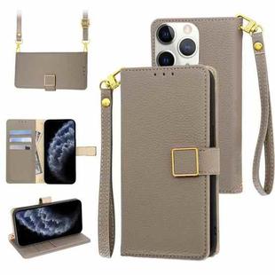 For iPhone 11 Pro Max Crossbody Litchi Texture Square Buckle Leather Phone Case(Brown)