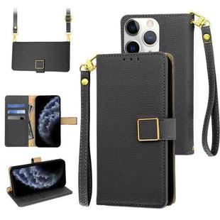 For iPhone 11 Pro Max Crossbody Litchi Texture Square Buckle Leather Phone Case(Black)