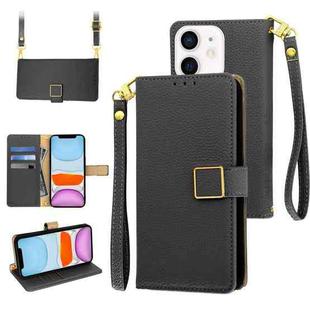 For iPhone 11 Crossbody Litchi Texture Square Buckle Leather Phone Case(Black)