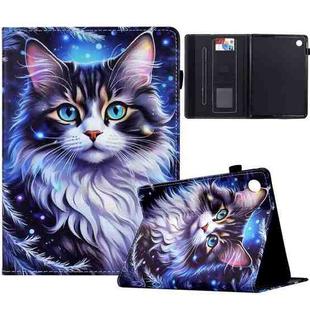For Samsung Galaxy Tab A9 Painted Pattern Leather Tablet Case(Tabby Cat)