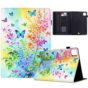 For iPad Air 11 2024 Painted Pattern Leather Tablet Case(Colorful Flowers)