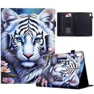 For iPad mini 2021 Painted Pattern Leather Tablet Case(White Tiger)