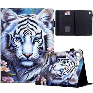 For Amazon Kindle Fire HD 8 2016 Painted Pattern Leather Tablet Case(White Tiger)