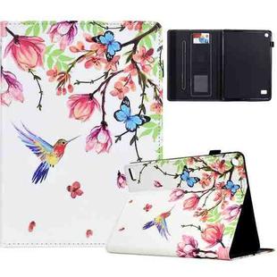 For Amazon Kindle Fire 7 2015 Painted Pattern Leather Tablet Case(Flowers Bird)