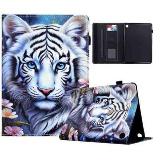 For Amazon Kindle Fire 7 2022 Painted Pattern Leather Tablet Case(White Tiger)