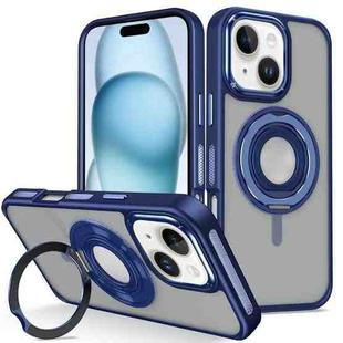 For iPhone 15 Plus Skin Feel Matte 360 Degree Rotating Silicone Ring Holder Phone Case(Royal Blue)