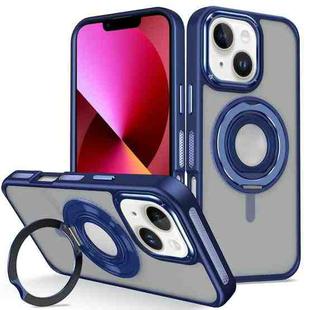 For iPhone 13 Skin Feel Matte 360 Degree Rotating Silicone Ring Holder Phone Case(Royal Blue)