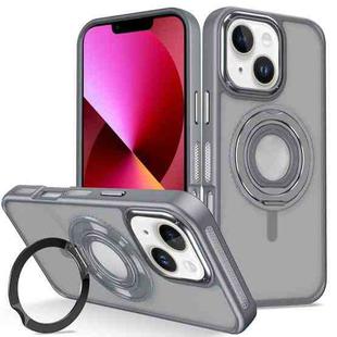 For iPhone 13 Skin Feel Matte 360 Degree Rotating Silicone Ring Holder Phone Case(Grey)