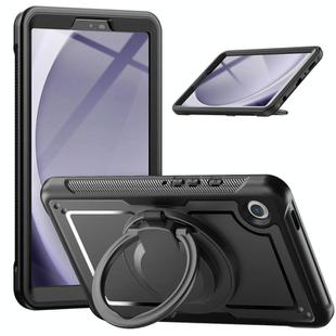 For Samsung Galaxy Tab A9 Honeycomb Hybrid Tablet Case with Handle Holder & Strap(Black)