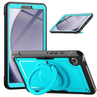 For Samsung Galaxy Tab A9 Honeycomb Hybrid Tablet Case with Handle Holder & Strap(Light Blue)