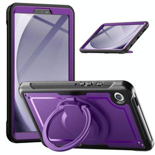 For Samsung Galaxy Tab A9 Honeycomb Hybrid Tablet Case with Handle Holder & Strap(Purple)