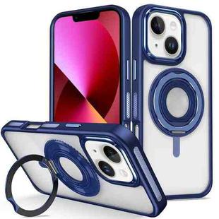 For iPhone 13 Skin Feel Transparent 360 Degree Rotating Silicone Ring Holder Phone Case(Royal Blue)