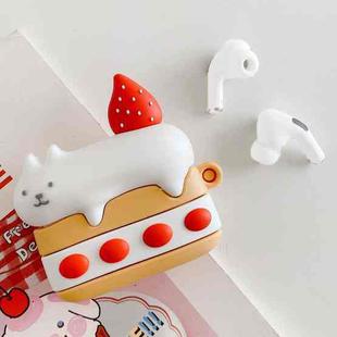 For AirPods Pro Strawberry Kitten Cake Shape Earphone Protective Case