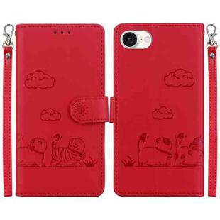 For iPhone SE 2024 Cute Cats RFID Leather Phone Case(Red)