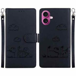 For iPhone 17 Cute Cats RFID Leather Phone Case(Black)
