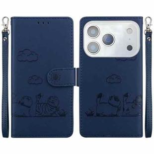For iPhone 17 Pro Max Cute Cats RFID Leather Phone Case(Blue)