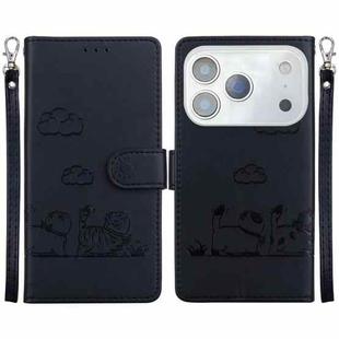 For iPhone 17 Pro Max Cute Cats RFID Leather Phone Case(Black)