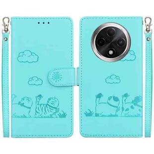 For OPPO A3 Pro 5G Global Cute Cats RFID Leather Phone Case(Green)