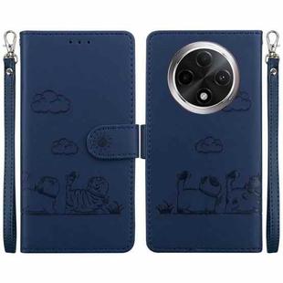 For OPPO A3 Pro 5G Global Cute Cats RFID Leather Phone Case(Blue)