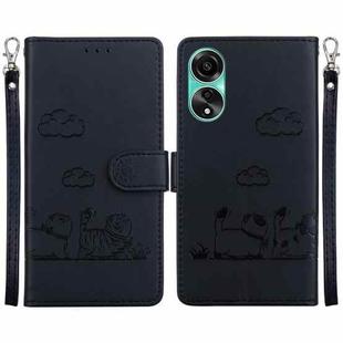 For OPPO A78 4G Cute Cats RFID Leather Phone Case(Black)