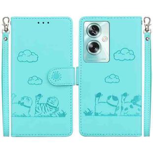 For OPPO A79 5G Global Cute Cats RFID Leather Phone Case(Green)