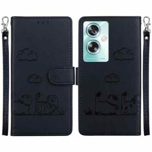 For OPPO A79 5G Global Cute Cats RFID Leather Phone Case(Black)