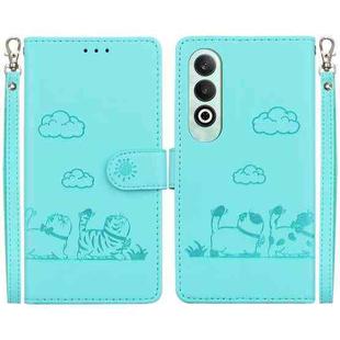 For OPPO K12 Cute Cats RFID Leather Phone Case(Green)