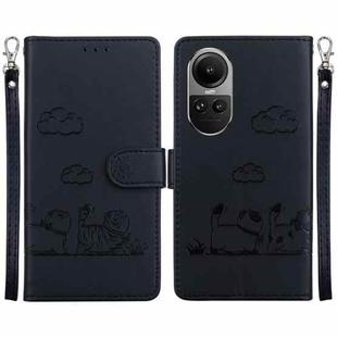 For OPPO Reno10 5G Cute Cats RFID Leather Phone Case(Black)