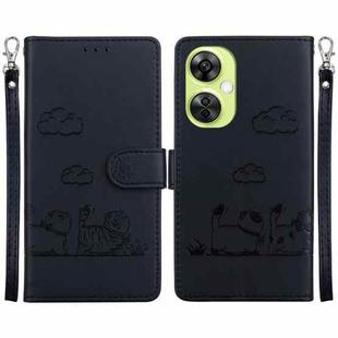 For OPPO K11x Cute Cats RFID Leather Phone Case(Black)