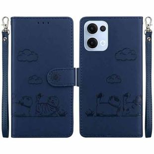 For OPPO Reno13 Global Cute Cats RFID Leather Phone Case(Blue)