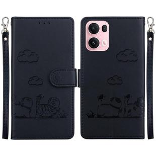 For OPPO Reno13 Pro Global Cute Cats RFID Leather Phone Case(Black)