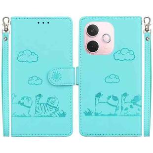 For OPPO A5 Pro 5G Cute Cats RFID Leather Phone Case(Green)