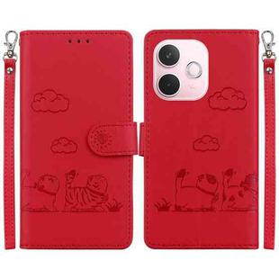 For OPPO A5 Pro 5G Cute Cats RFID Leather Phone Case(Red)