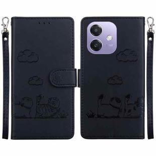 For OPPO A5x 5G / A3 4G / 5G / A3x 4G / 5G Cute Cats RFID Leather Phone Case(Black)
