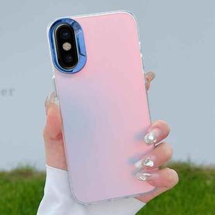 For iPhone X / XS Color Plating Discoloration PC Phone Case(Blue)