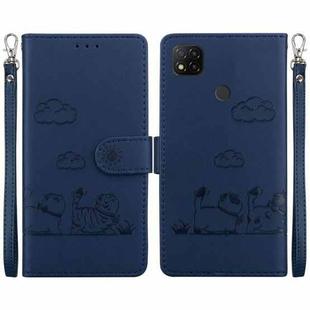 For Xiaomi Poco C31 Cute Cats RFID Leather Phone Case(Blue)